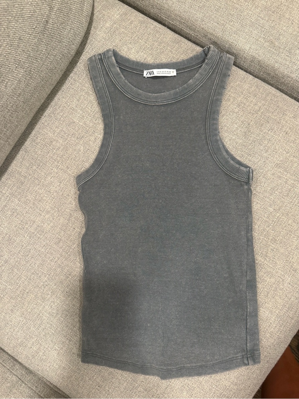 Zara Gray Ribbed Tank Top